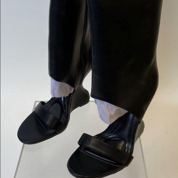 Azalea Wang Dippin Dot Sandal Boot – Black Stretch, Sculptural Heel, Size 8.5 - Picture 3 of 11